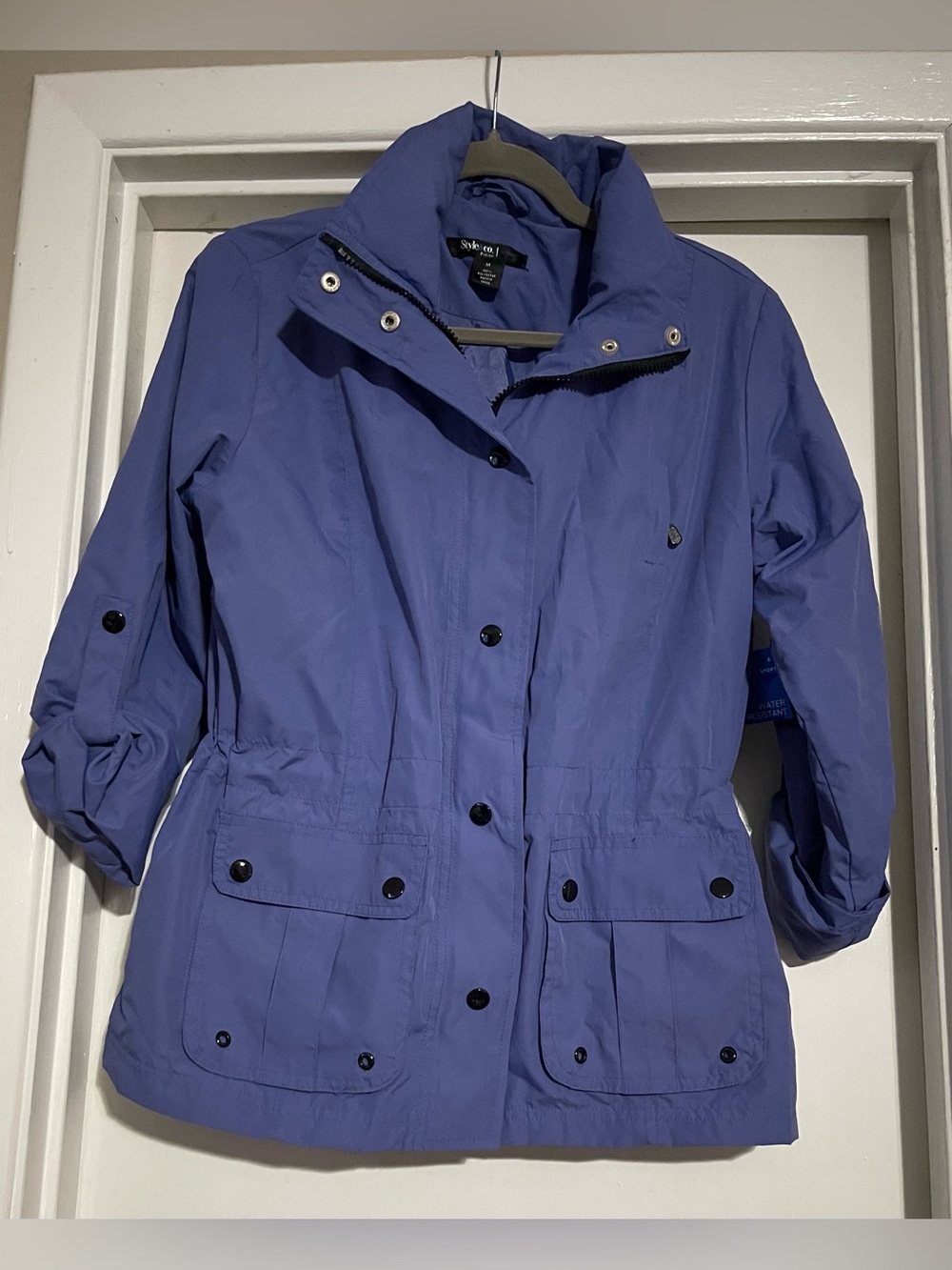 Style & Co Sport Water Resistant Hidden Hood Utility Jacket Medium